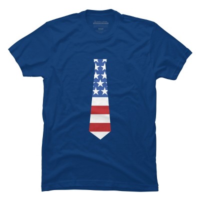 Men's Design By Humans Fourth Of July Simple American Flag Tie By FreshDressedTees T-Shirt