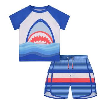 Andy & Evan Toddler Boys 2-Piece Rashguard Swim Set White, Size 4T