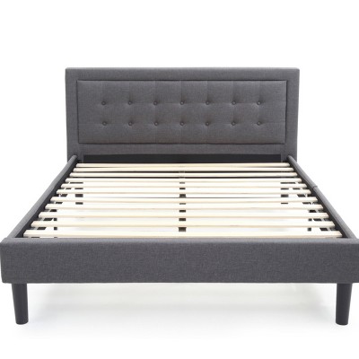 Classic Brands Mornington Modern Contemporary Style Button Tufted Headboard Upholstered Rails Low Profile Platform Bed Frame, Full, Grey