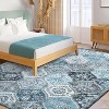 Washable  Area Rug, Non-Slip TPR Backing, Stain Resistant, Vintage Floral Design, Foldable Low Pile Accent Carpet for Living Room & Bedroom - 2 of 4