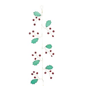 Holly and Gem Jewel Garland Set – 5.5'L Festive Christmas Decorative Garland (Set of 2) Plastic Holiday Accents by Melrose - 1 of 3