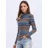 Allegra K Women's Turtleneck Long Sleeve Stretch Slim Plaid Casual Blouse - 3 of 4