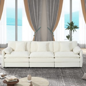 DOMETOUR Oversized Deep 3 Seat Sectional Sofa, Modern Chenille Cloud Couch with 3 Pillows for Living Room Bedroom Apartment Office - 1 of 4