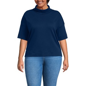 Lands' End Women's Elbow Sleeve Supima Cotton Relaxed Turtleneck - 1 of 3