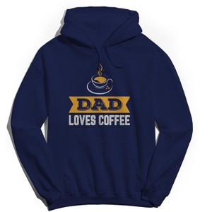 Rerun Island Men's Dad Loves Coffee Long Sleeve Graphic Cotton Sweatshirt Hoodie - 1 of 3