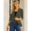 Womens Casual Blazer 3/4 Sleeve Open Front Ruffle Work Office Cardigan Suit Jacket - 2 of 4