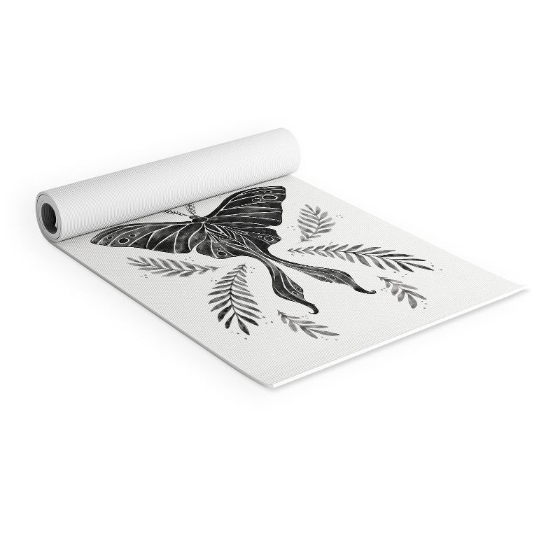 Avenie Luna Moth Black and White (6mm) 70" x 24" Yoga Mat - Society6, 2 of 4
