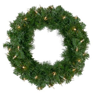 Northlight 16" Deluxe Windsor Pine Artificial Christmas Wreath - Clear Lights - 1 of 4
