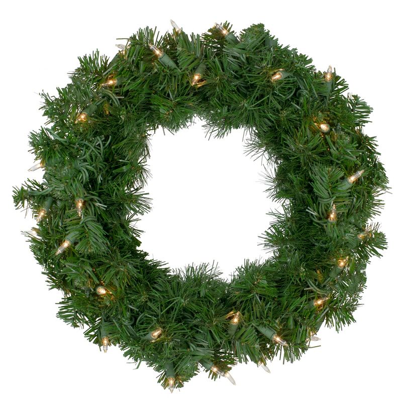 Northlight 16" Deluxe Windsor Pine Artificial Christmas Wreath - Clear Lights, 1 of 7