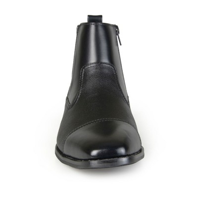 Black Faux Leather Ankle Chelsea Boot with Zipper