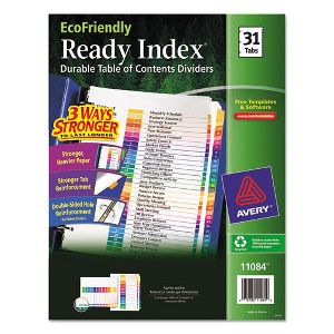 Avery Customizable Table of Contents Ready Index Dividers with Multicolor Tabs, 31-Tab, 1 to 31, 11 x 8.5, White, 1 Set - 1 of 4