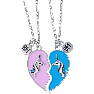 2 Pieces Half Heart Bff Necklace Friendship Necklace for Women Men Friends Birthday Gifts - 1 of 4