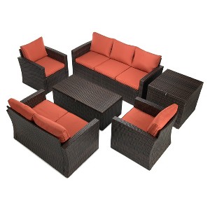 5 Piece Conversation Patio Sets with Cushions, Storage Coffee Table and Side Table - 1 of 4