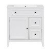 30-Inch Bathroom Vanity with Sink, White Freestanding Cabinet with 2 Drawers & Door, Ceramic Basin, 8-Inch Faucet Mount - 3 of 4