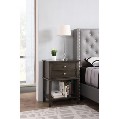 NicBex Nightstand with 2 Drawers and Bottom Shelf Modern Bedside Table Bedroom Furniture for Bedroom, Living Room