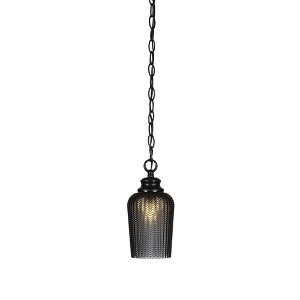 Toltec Lighting Cordova 1 - Light Pendant in  Matte Black with 5" Smoke Textured Shade - 1 of 1