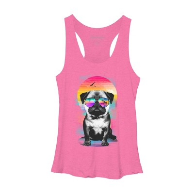 Women's Design By Humans Summer Pug By clingcling Racerback Tank Top