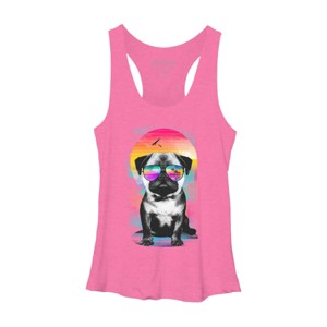 Women's Design By Humans Summer Pug By clingcling Racerback Tank Top - 1 of 3