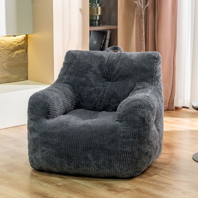 Hooseng Plush Bean Bag Chair for Adults, Comfy Lazy Floor Sofa with Backrest & Armrests, Lounge Accent Chair for Bedroom, Dorm, Living Room