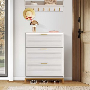 UbMelt Modern 31.5 Inch Shoe Cabinet with 3 Flip Drawers and Wall Mounted Coat Rack for Entryway,Hallway,Closet - 1 of 4