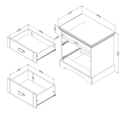 Avilla Fall Oak 2-Drawer Modern Nightstand with Open Space