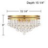 Vienna Full Spectrum Regina Modern Ceiling Light Flush Mount Fixture 15 1/4" Wide Brass 6-Light Clear Crystal for Bedroom Kitchen Living Room Hallway - image 4 of 4