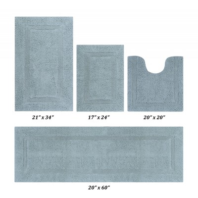 Lux Premium 100% Cotton Tufted Solid Reversible 4 PC Bath Rug Set – Ultra-Soft, Water-Absorbent, Durable, Machine Washable Bathroom Rug