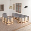vidaXL Patio Furniture Set 8 Piece Outdoor Sectional Sofa Solid Wood Pine - Natural With Cushions - 2 of 4