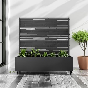 PexFix 49 in. H x 47 in. W Black Metal Rectangle Wall Planter Box with Trellis for Climbing Plants - 1 of 4
