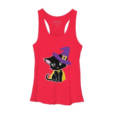 Women's Design By Humans Halloween Cat By AdrianaOliveira Racerback Tank Top