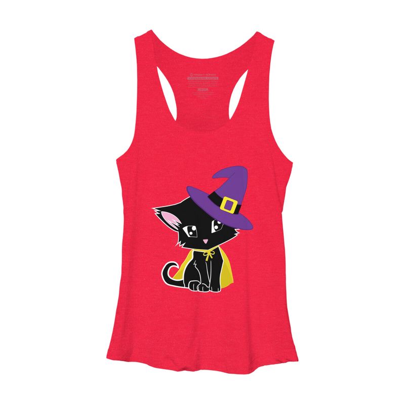 Women's Design By Humans Halloween Cat By AdrianaOliveira Racerback Tank Top, 1 of 4