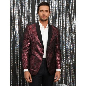 WhizMax Men's Fashion Suit Jacket Blazer One Button Luxury Weddings Party Dinner Prom Tuxedo - 1 of 4