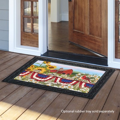 Patriotic Songbirds and Sunflowers Outdoor Doormat