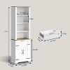 72" Tall Farmhouse Bookcase with Barn Door and Adjustable Shelves, 4 Tier Wood Bookshelf with Drawer and Storage Cabinet for Home, Antuique White - 2 of 4