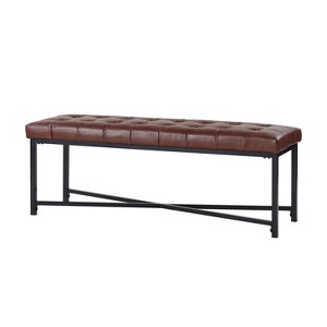 Valerie Morden Button-Tufted Upholstered Storage Bench with Iron Leg|ARTFUL LIVING DESIGN-BROWN - 1 of 4