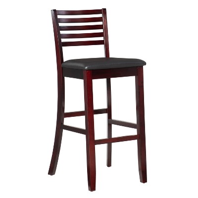 30" Torino Ladder Back Barstool Upholstered Seat - Espresso Wood - Linon