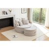 Velvet Upholstered Round Accent Barrel Lazy Chair with Pillows - 2 of 4
