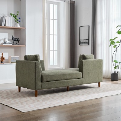 Upholstered Chaise Lounge Sleeper Sofa Couch Daybed Bed Bench with 4 Throw Pillow -ModernLuxe