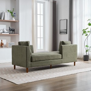Upholstered Chaise Lounge Sleeper Sofa Couch Daybed Bed Bench with 4 Throw Pillow -ModernLuxe - 1 of 4
