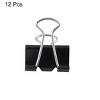 Unique Bargains Metal Classic Black Spring Loaded Binder Clips 25mm Width 12 Pcs - 2 of 4