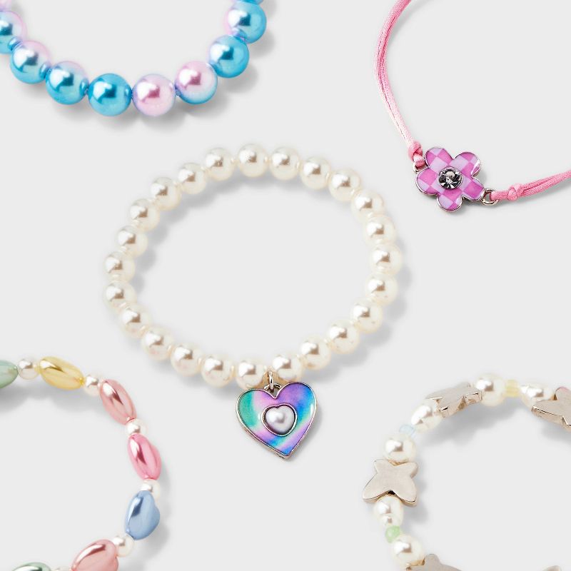 Girls&#39; 5pk Heart Charm Pearls Bracelet Set - Cat &#38; Jack&#8482;, 4 of 5