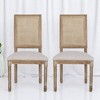 Set of 2 Dining Chairs with Cane Backrest & Upholstered Fabric Seats, Distressed Rubberwood Frame, Dining Room Chairs for Kitchen - 4 of 4