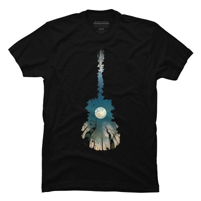 Men's Design By Humans Guitar Moon By BobyBerto T-Shirt