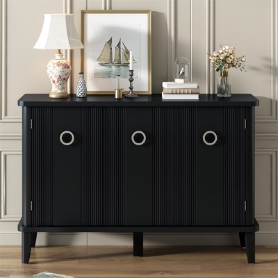 Sideboard Buffet Cabinet With Storage, Modern Storage Cabinet With 3 Doors, Adjustable Wood Coffee Bar Cabinet For Kitchen 47.2x15.7x31.8in