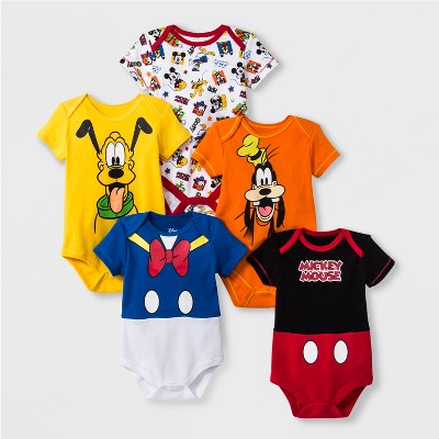  Baby Boys' 5pk Disney Mickey Mouse & Friends Short Sleeve Bodysuit - 3-6M 