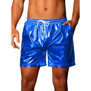 INSPIRE CHIC Men's Elastic Drawstring Party Metallic Hot Shorts - 1 of 4