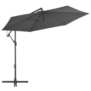vidaXL Cantilever Garden Umbrella with Aluminum Pole, UV Protective and Anti-Fade Polyester, 118.1" Diameter, Adjustable Tilt Feature, Anthracite - 1 of 4