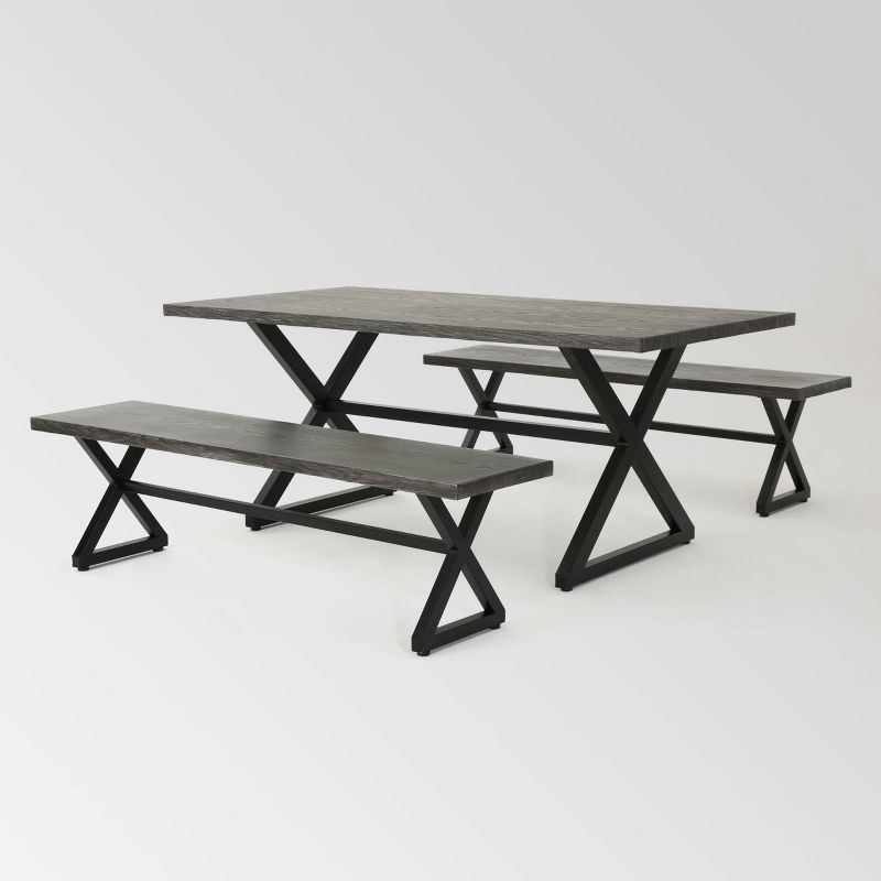 Rolando 3pc Aluminum Picnic Set - Gray - Christopher Knight Home: Durable Outdoor Dining, Modern Design, Weather-Resistant, 3 of 7