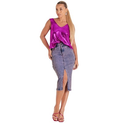 VENUS Womens Denim Midi Skirt