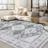 Washable Vintage Chenille Floral Print Farmhouse Area Rugs for Home Office - 3 of 4